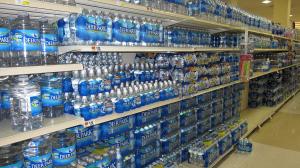 Bottled water in supermarket