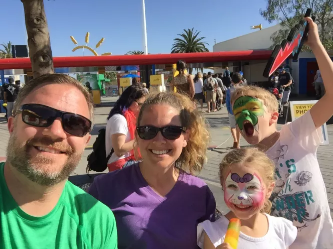 Family picture at LEGO Land San Diego